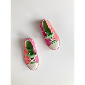 Kids' POLO RALPH LAUREN Neon Pink Orange Embroidered Logo Sneakers, Size 9